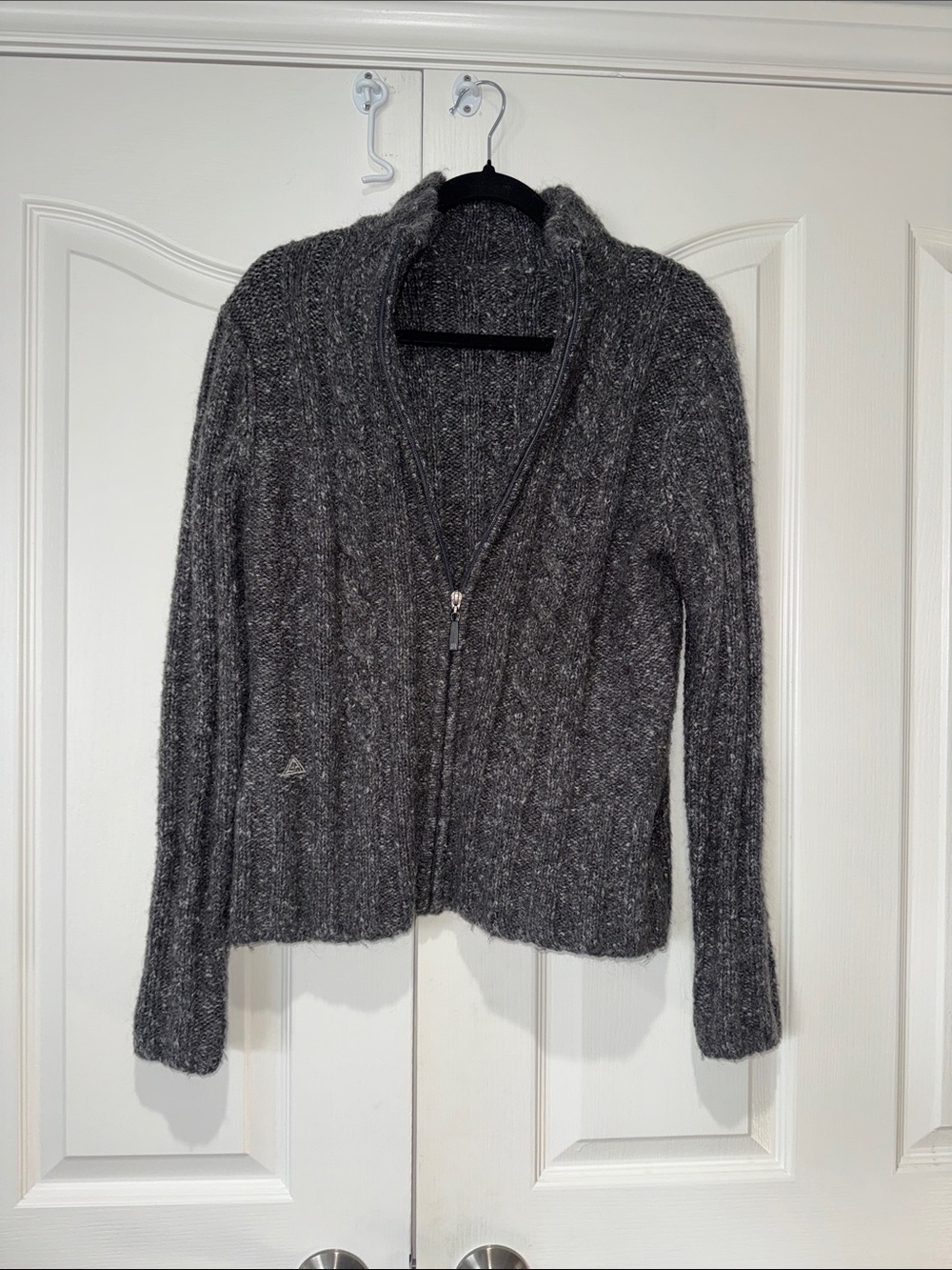 Nike ACG Charcoal Gray Cable-Knit Zip Cardigan